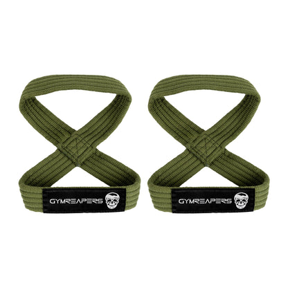 Gymreapers Figure 8 Lifting Straps for Deadlift, Powerlifting, Strongman, & Cross Training Strong Weightlifting Wrist Straps for Men, Women (OD Green, Small)