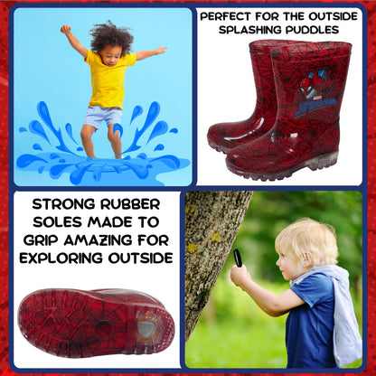 Marvel Spiderman Light Up Wellington Boots 10 UK Child