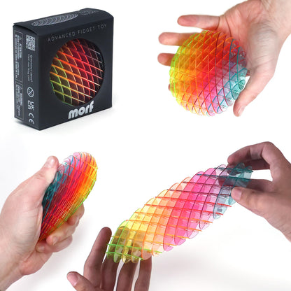 Morf Fidget Worm Toy - Desk Fidgets for Adults - Quiet Worm Fidget Toy Sensory Toys - Fun and Interactive Fidget Toy for Kids - USA Patent Pending Figgy Toys (Rainbow, Small)