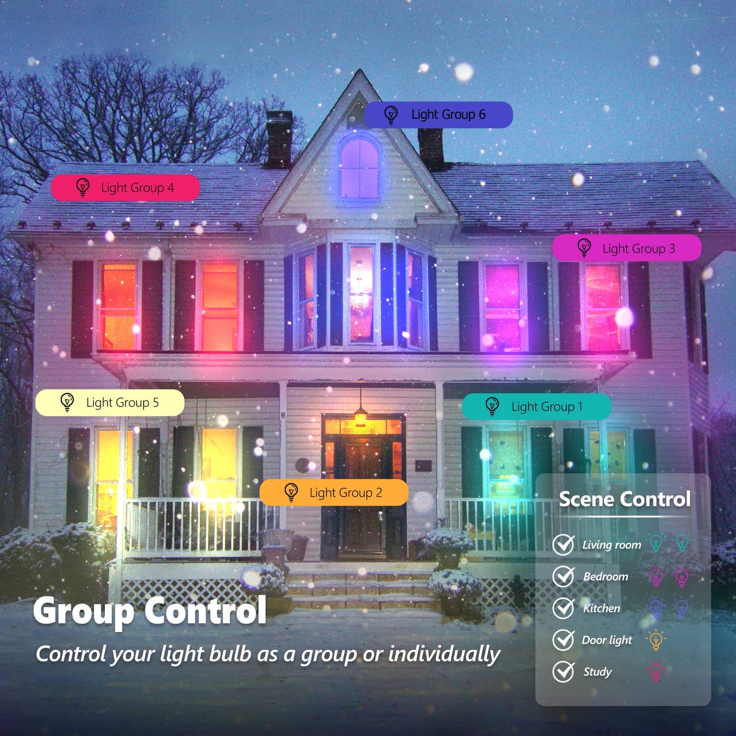 Smart Light Bulbs 4Pack with Remote, A19 E26 800LM LED Color Changing Light Bulb, WiFi & Bluetooth 5.0, Warm to Cool White, Dimmable, RGB Smart Home Lighting Work with Alexa Google Assistant