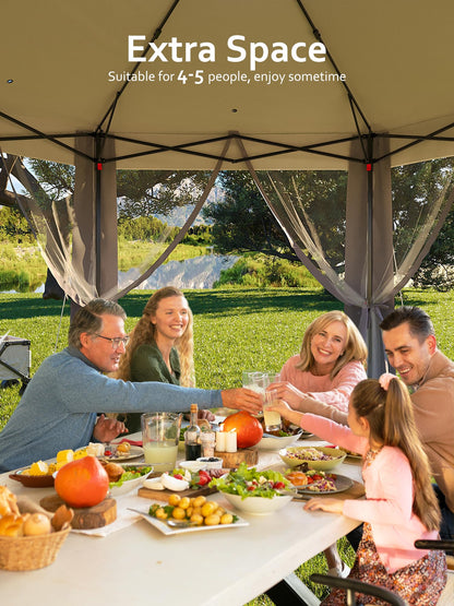 Garvee Pop Up Gazebo Screen Tent, Hexagonal Instant Gazebo Tents with Mosquito Netting Outdoor Canopy, 6 Sided Sun Shelter 13x13 ft with Mesh Netting, Pavilion Tent for Patio, Light Gray+Dark Gray