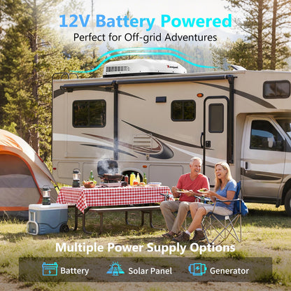 Xenjum 12V RV Air Conditioner, 11000BTU ONLY-43LBS Low-Profile Camper AC Unit, Ultra-Low Energy Use, 12 Volt DC Battery Powered Quiet AC for Off-Grid Camping, RVs, Vans, Trucks, Trailers (w/o heater)