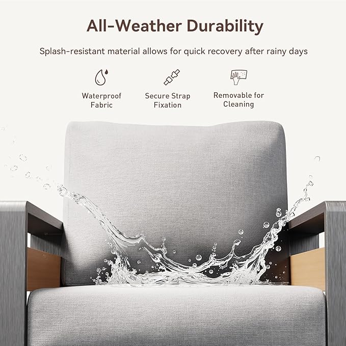 Aoxun Aluminum Outdoor Patio Furniture Set, 2 Seats Metal Sectional Patio