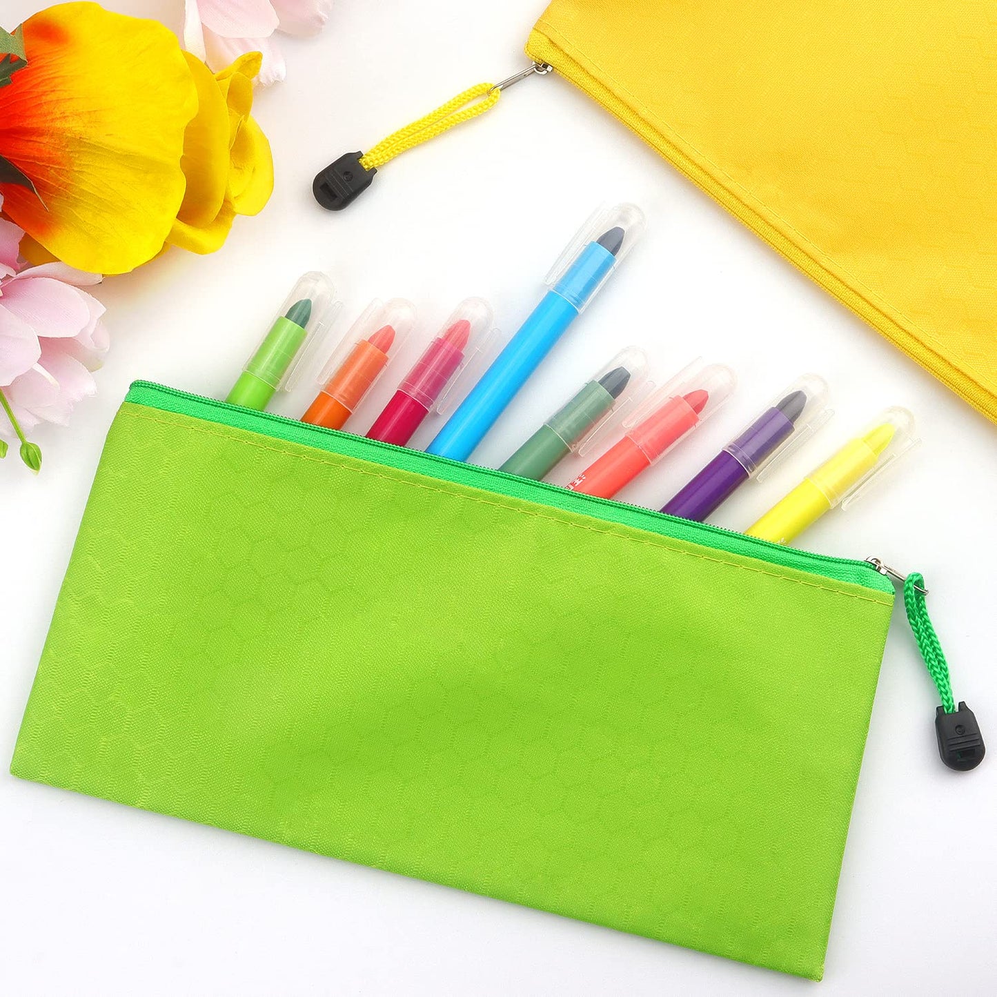 Tamaki 12 Pack Zipper Pencil Pouch Pencil Bags, Zipper Pencil Pouches Bulk, Waterproof Pencil Case, for Organizing Storage Office Supplies Bills Cosmetics Travel Accessories