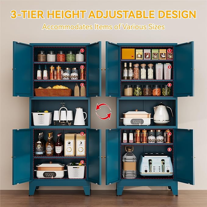 YAUWOH 69" Tall Metal Pantry Cabinet