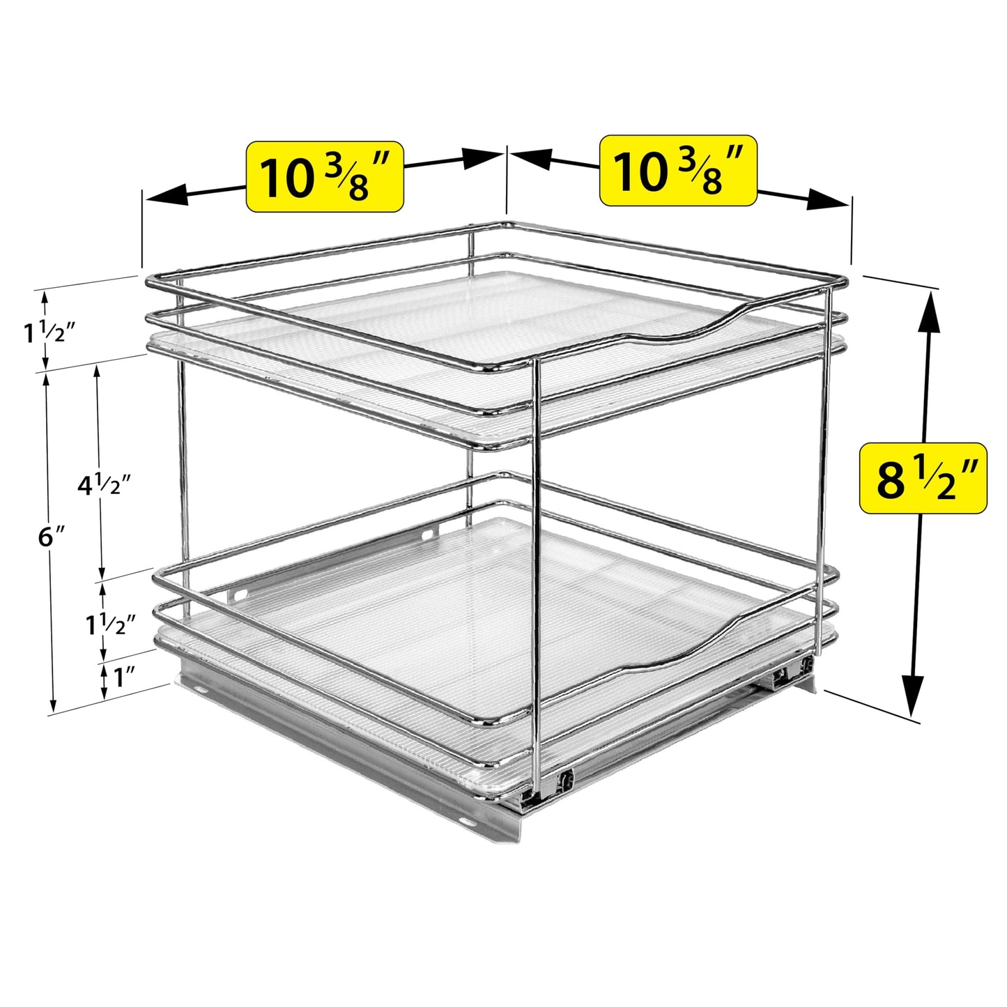 LYNK PROFESSIONAL® Pull Out Spice Rack Organizer for Inside Kitchen Cabinets - 4-1/4 inch Wide - Slide Out Drawer – Chrome Sliding Spice Cabinet Organization Shelf Racks - 2 Tier