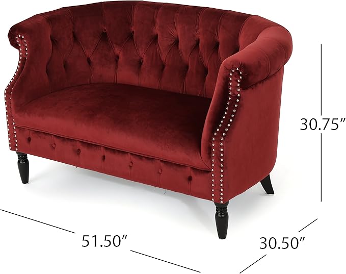 GDFStudio Melaina Tufted Chesterfield Velvet Loveseat