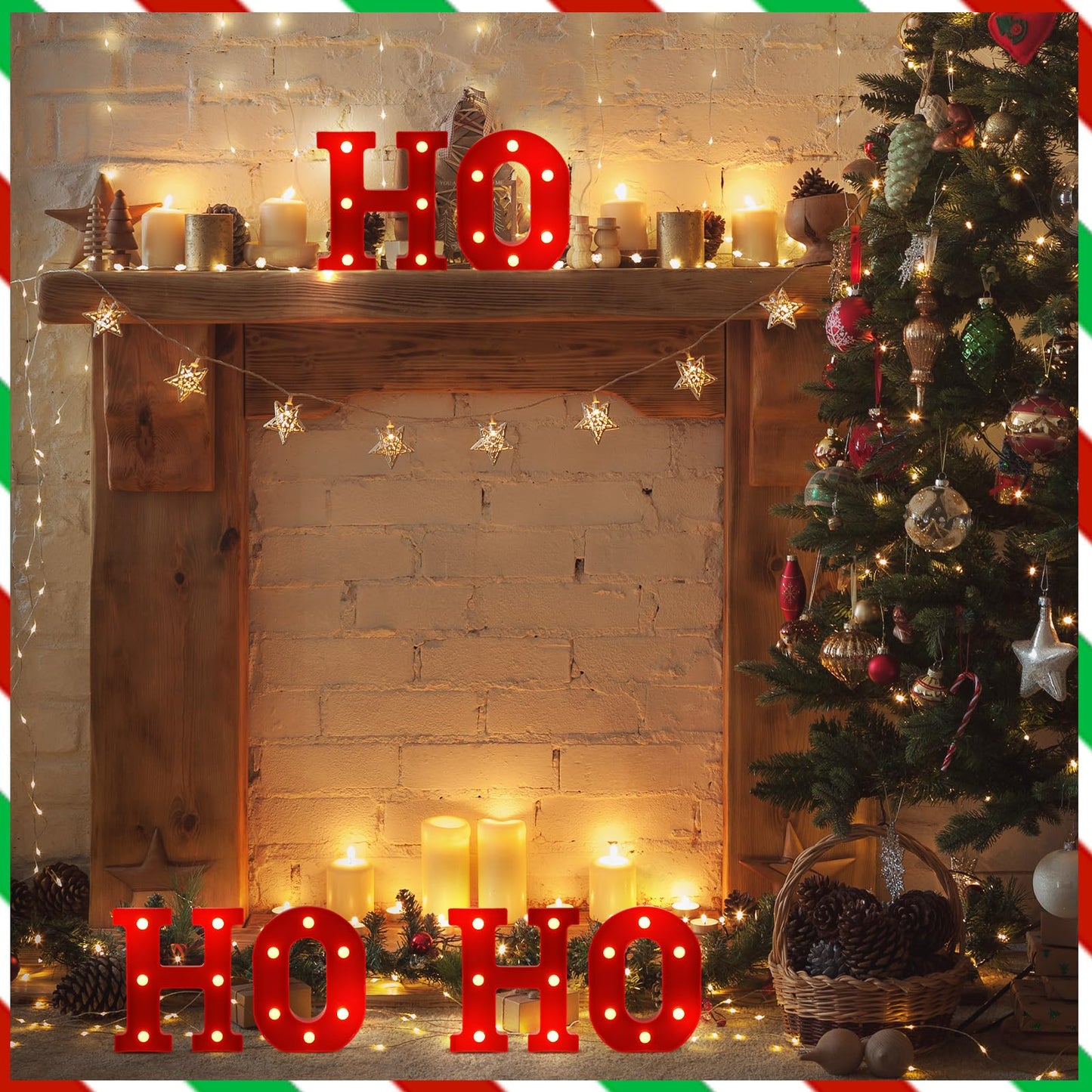 6 Pcs Lighted Christmas Ho Ho Centerpiece Decoration LED Letter Lights Sign Xmas Centerpiece Table Decor Christmas Tabletop for Bedroom Home Room Party Indoor Decor(Red,8.7 inch)