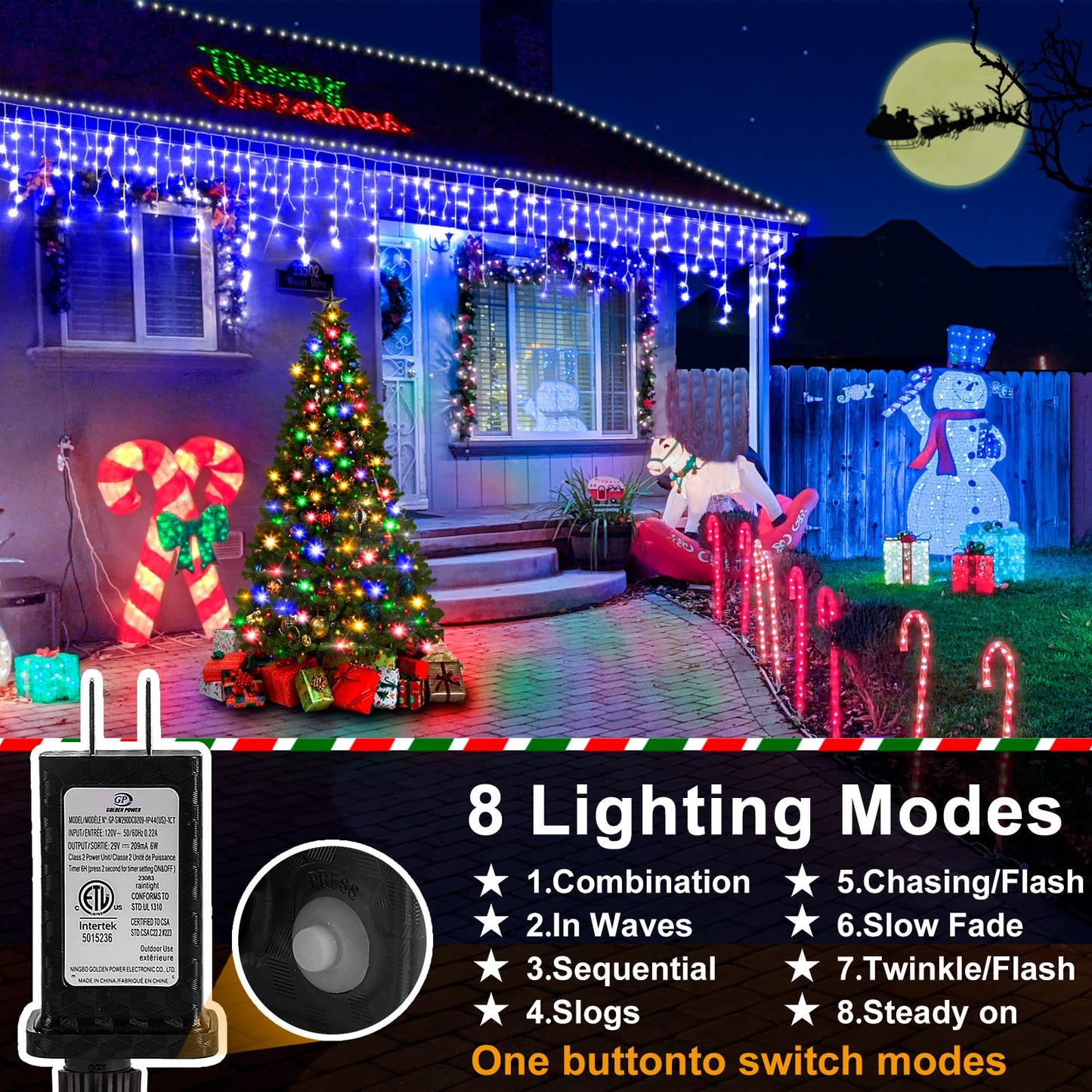 Christmas Lights Outdoor, 2 Pack Total 98FT 960 LED Ice Lights for Outside with 180 Drops Clear Wire 8 Modes Timer, Plug in Waterproof for Holiday Eaves Yard Roof Party Christmas Decor (Blue)