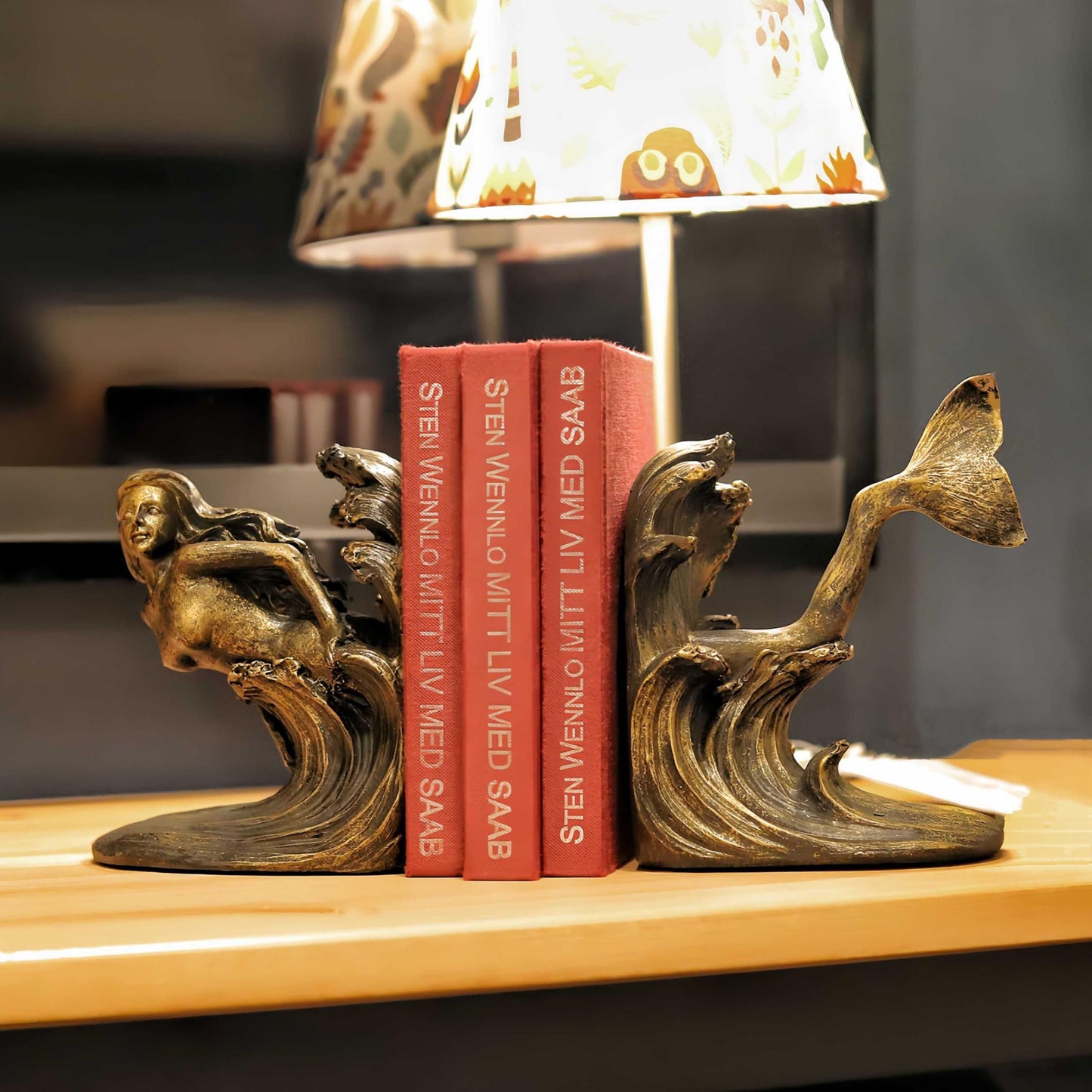 ARSTRIA Mermaid Bookends Set Goddess of The Sea Antique Vintage Retro Ocean Collection Mythology Nautical Coastal Sailor Book Ends