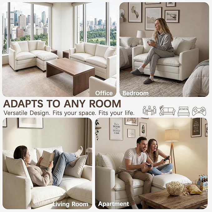 Loveseat Sofa, Comfy Chenille Small Couch