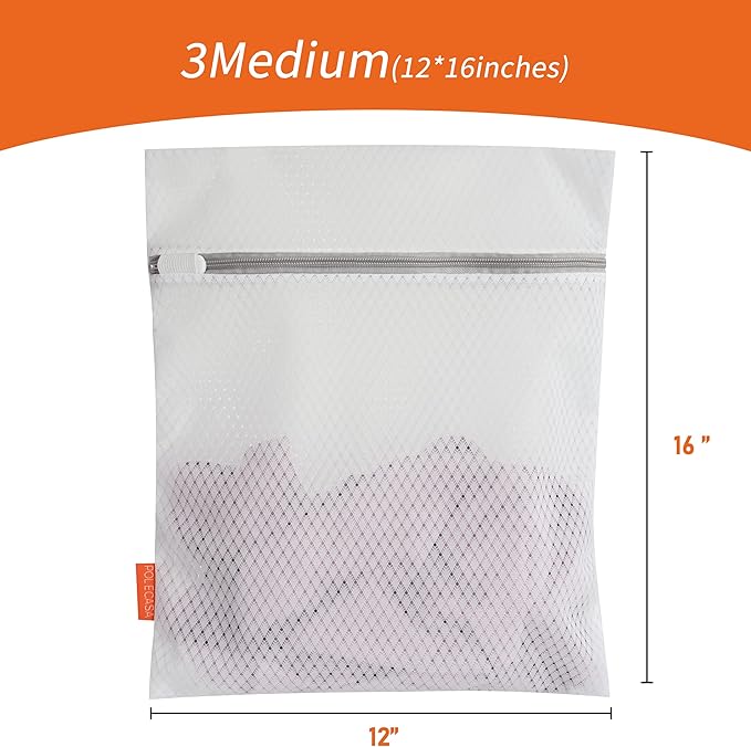 Polecasa 3Pcs 12 x 16 Inches Extra Durable 125g Diamond Mesh Laundry Bags