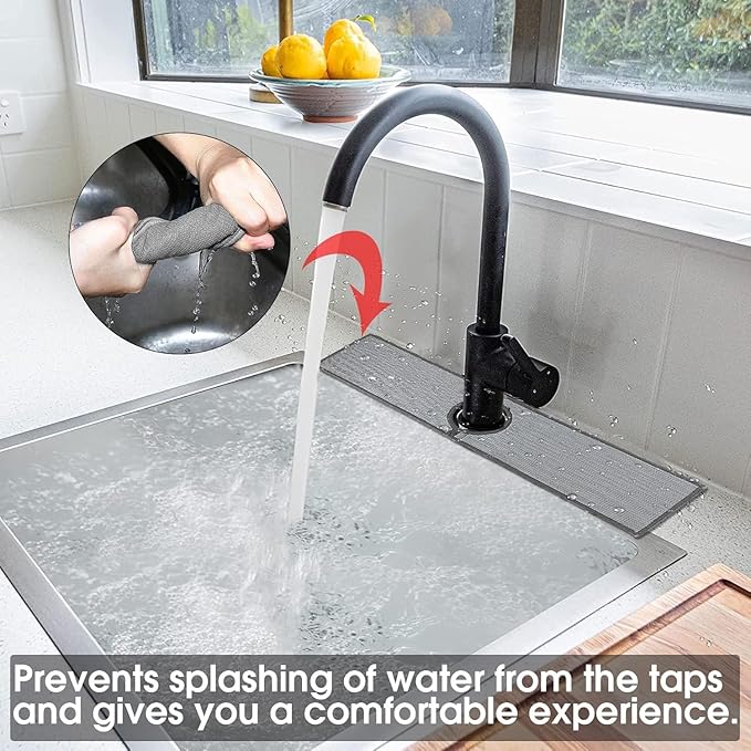 Bimkole 2 PCS Faucet Absorbent Mat, Kitchen Faucet Sink Splash Guard Wraparound