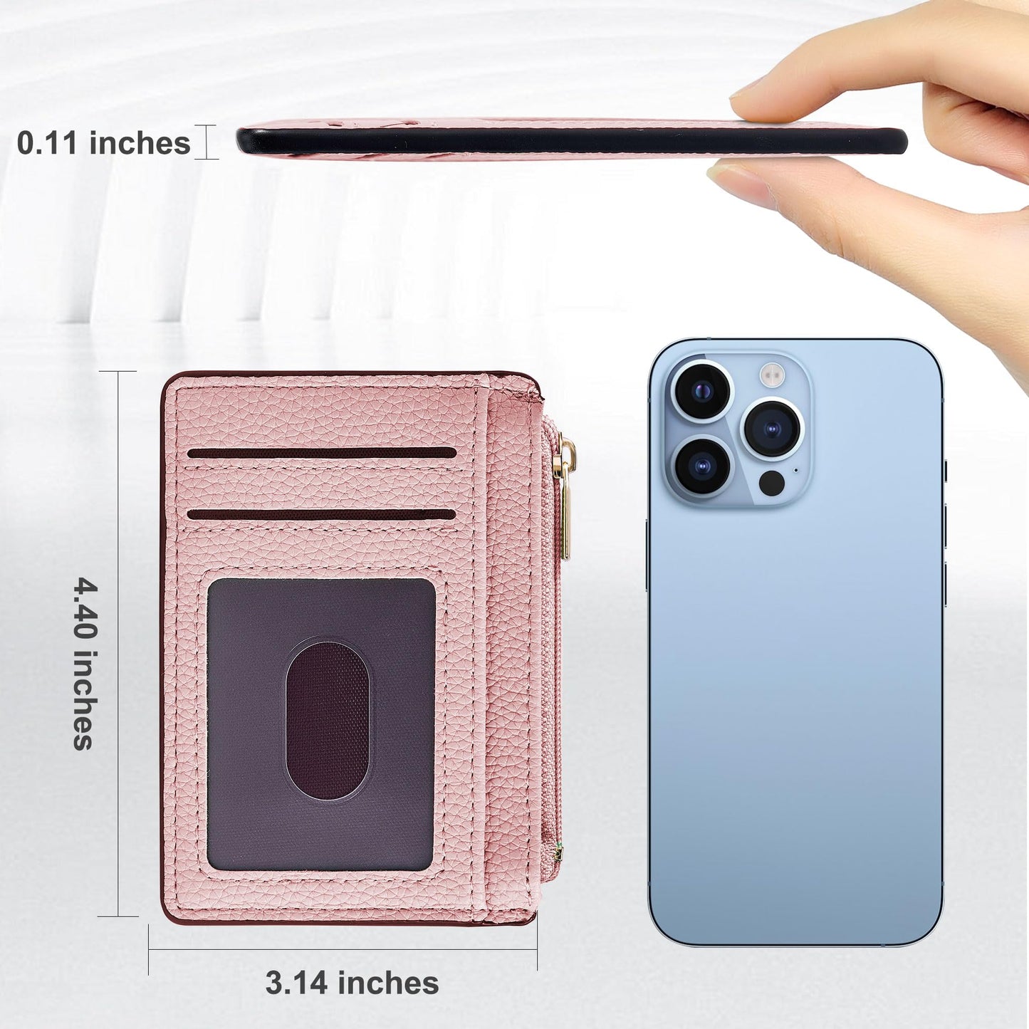 Tipmile Credit Card Holder for Women Slim Minimalist Front Pocket RFID Blocking Wallet Small Compact Card Case with ID Window, Light Pink