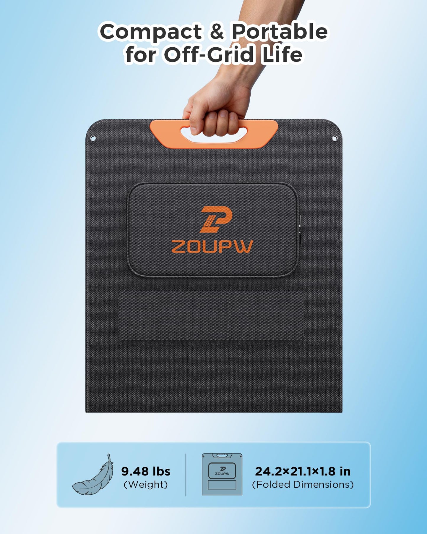 ZOUPW 100W Portable Solar Panel with 5-in-1 Cable,23.5% Efficiency Mono Foldable Solar Charger for Jackery 300/Ecoflow River/Anker/Bluetti,IP67 Waterproof for Camping RV Off-Grid Emergency Power