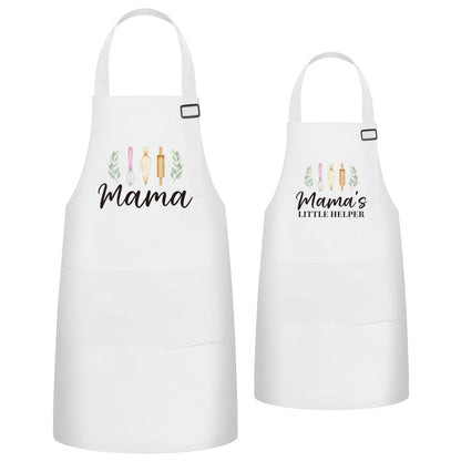 R HORSE 2Pcs Adults Kids Matching Apron Set, Mama and Me Adjustable Kitchen Apron with 2 Pockets, Mommy and Me Matching Outfits Mother’s Day Gift for Mom Women Daughter Cooking Baking Painting Gifts