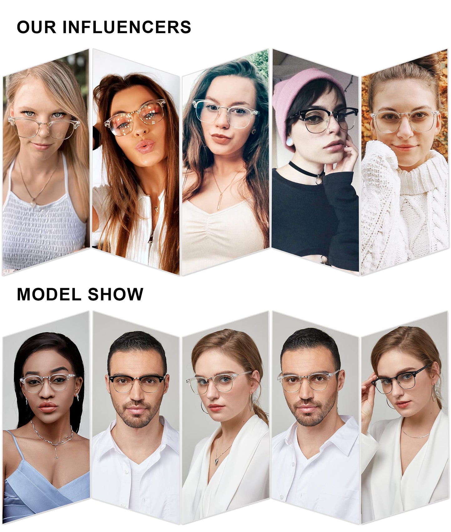 SOJOS Retro Semi Rimless Blue Light Blocking Glasses Half Horn Rimmed Eyeglasses SJ5018, Clear Frame/Gold Rim