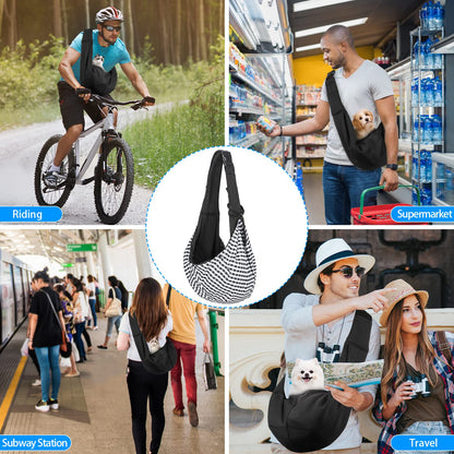 Sarsumir Dog Carrier Bag Dog Sling, Pet Carrier for Small Medium Cat Dog, Puppy Carrier with Adjustable Shoulder Strap Puppy Sling for Travel Walking Shopping, Black