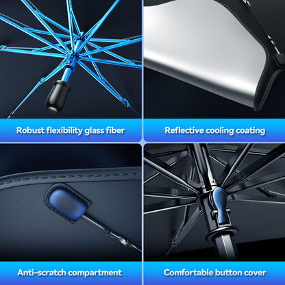 TECKNET Car Windshield Sun Shade Umbrella, Foldable Windshield Sun Shade for Car Block UV Rays and Heat, Adjustable Size (55"x31",47"x25")