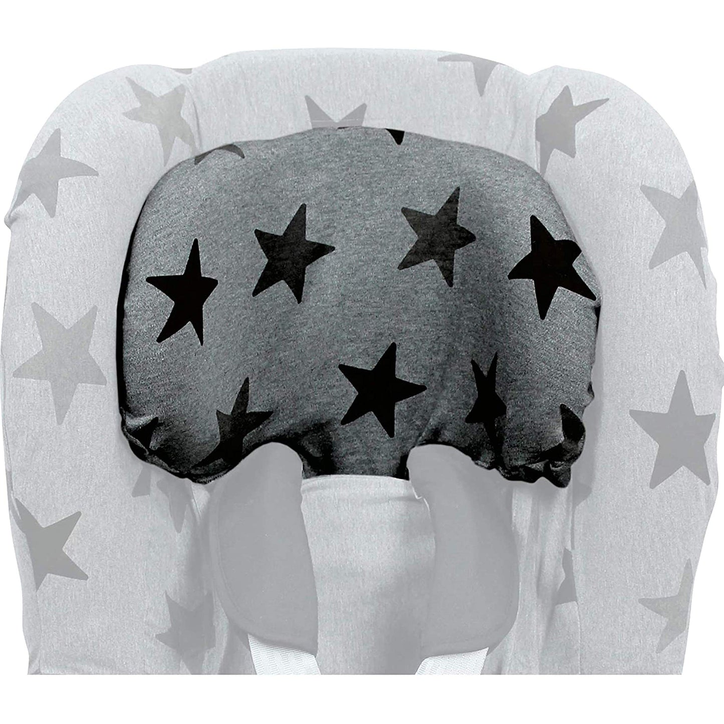 Dooky Seat Cover, Separate Headrest Cover Included, Universal Size, Fits Most Baby Car Seats with 5 Point Belts, 95 Percent Cotton and 5 Percent Lycra, Washable, Group 1+ yrs (9-18 kg), Grey Stars