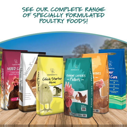 Copdock Mill Range Layers Pellets with Verm-X Chicken Feed 20kg - Premium Quality Complete Feed for Poultry - 100% Natural Mix to Aid Digestion and Protect Against Intestinal Problems