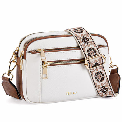 Telena Small Crossbody Bags For Women Vegan Leather Crossbody Purse With Adjustable Wide Strap For Daily Life