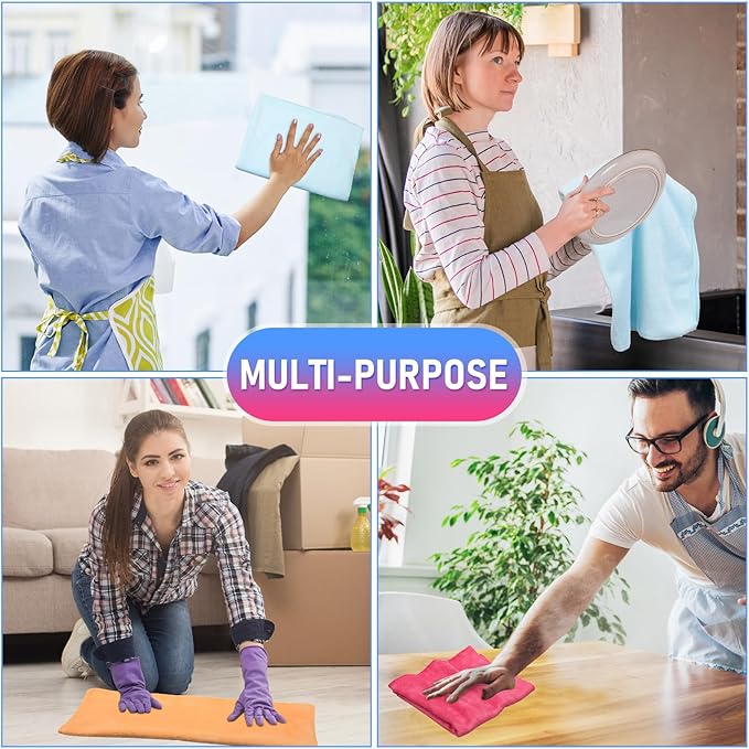 Newwiee 6 Pcs Extra Large Microfiber Cleaning Cloth 30" x 20" Washable Reusable