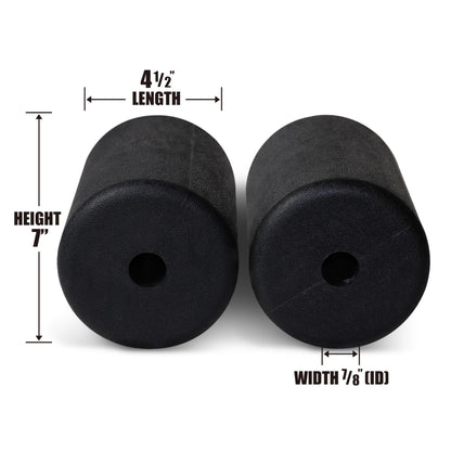 WF Athletic Supply PU/Foam Foot Pads, Foam Roller for Exercise Machines Equipment Replacements, Roller Pad for Leg Extension, PEC Deck Pads for Weight Bench, Sold by Pair (7” x 4.5” OD x 0.875” ID)