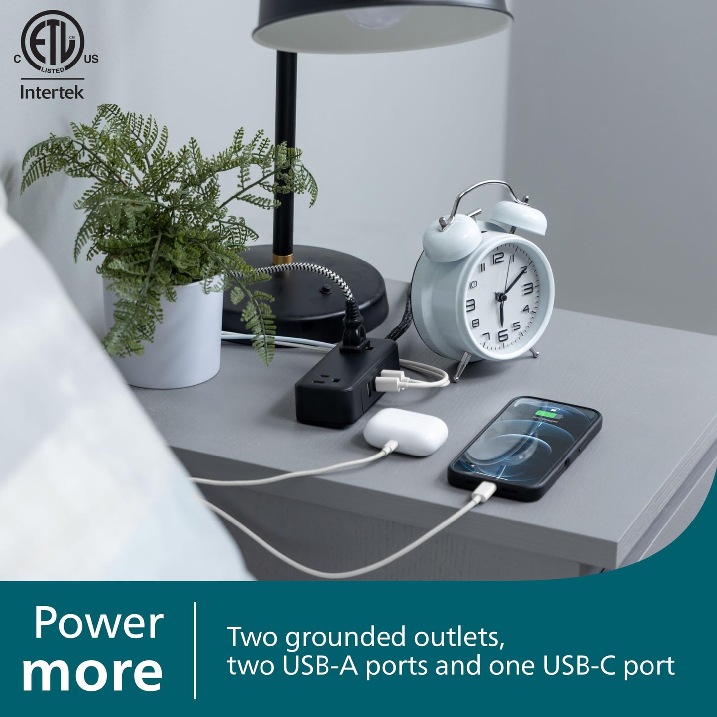 Philips 6 Outlet Power Strip Surge Protector, 6 Ft Power Cord, Designer Braided Extension Cord, Flat Plug, Perfect for Office or Home Décor, 1080 Joules, White, SPC3054WA/37