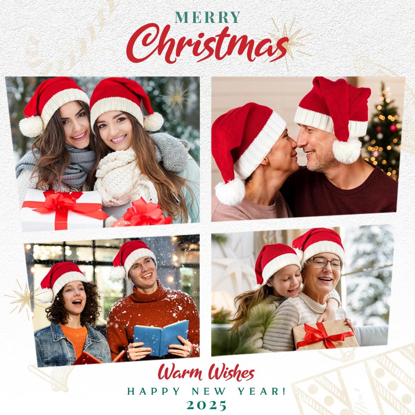 Diffy Homy Santa Hat Christmas Hat Xmas Adult Women Men Washable Fade-restant Knitted Soft Warm Long for Christmas New Year Festive Holiday Party Outdoor Winter Red