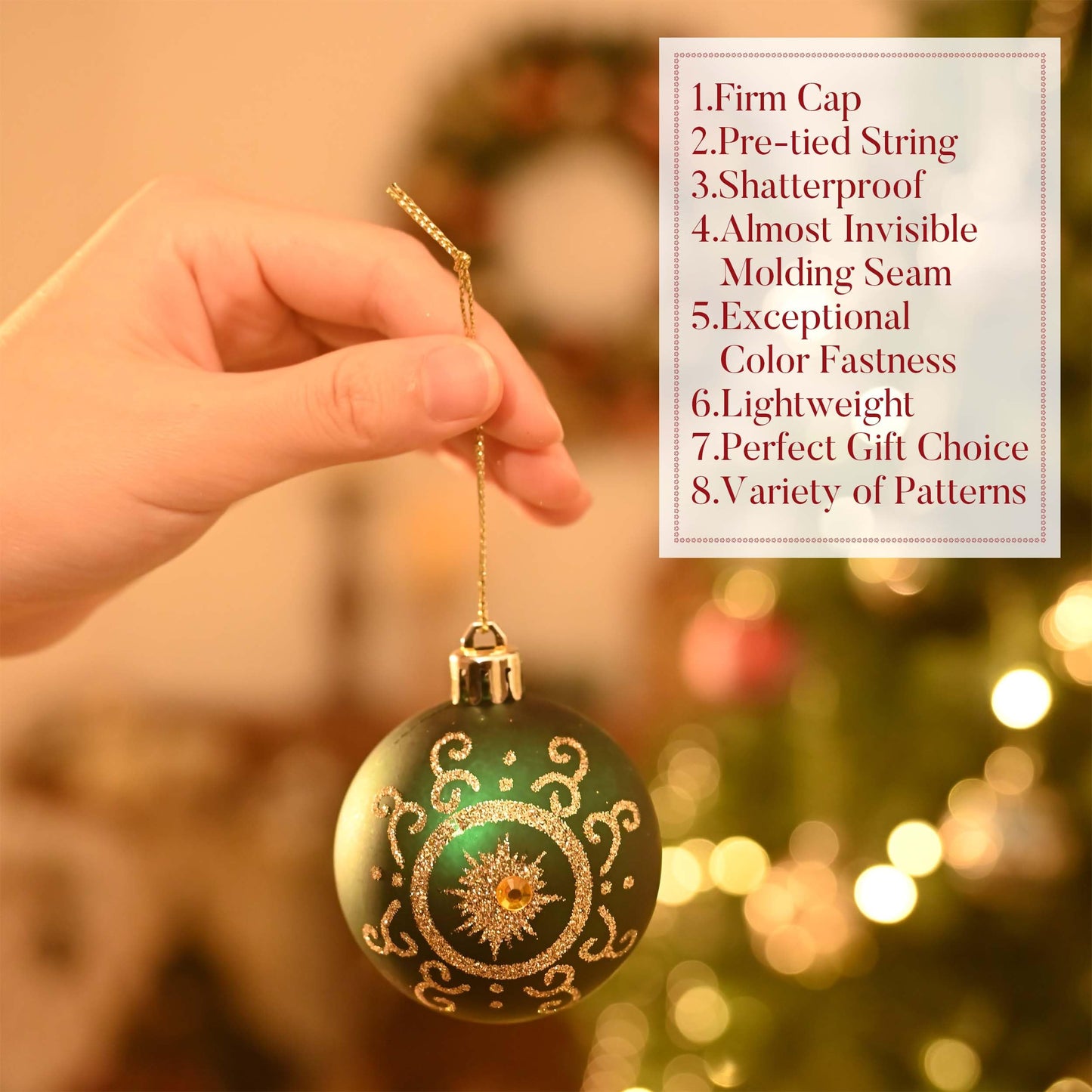 Valery Madelyn Ornaments for Christmas Tree Decorations, 16ct 2.36 Inches Red Green Blue and Gold Shatterproof Christmas Ornaments Set Bulk, Luxury Hanging Decor for Xmas Party Holiday