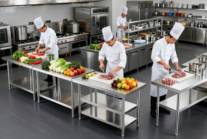 NUUK Stainless Steel Work Table 24" x 48", Commercial Kitchen Food Prep Table with Adjustable Height, Utility Worktable Metal Countertop Work Station for Restaurant, Home and Hotel