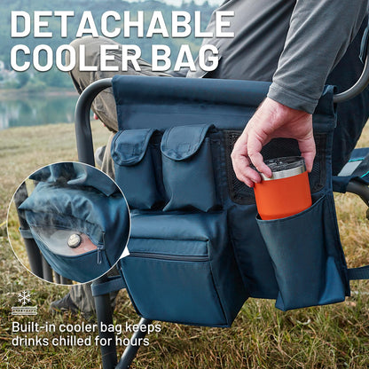 TIMBER RIDGE XXL Upgraded Oversized Directors Chairs with Foldable Side Table, Detachable Side Pocket, Heavy Duty Folding Camping Chair up to 600 Lbs Weight Capacity (Blue) Ideal Gift