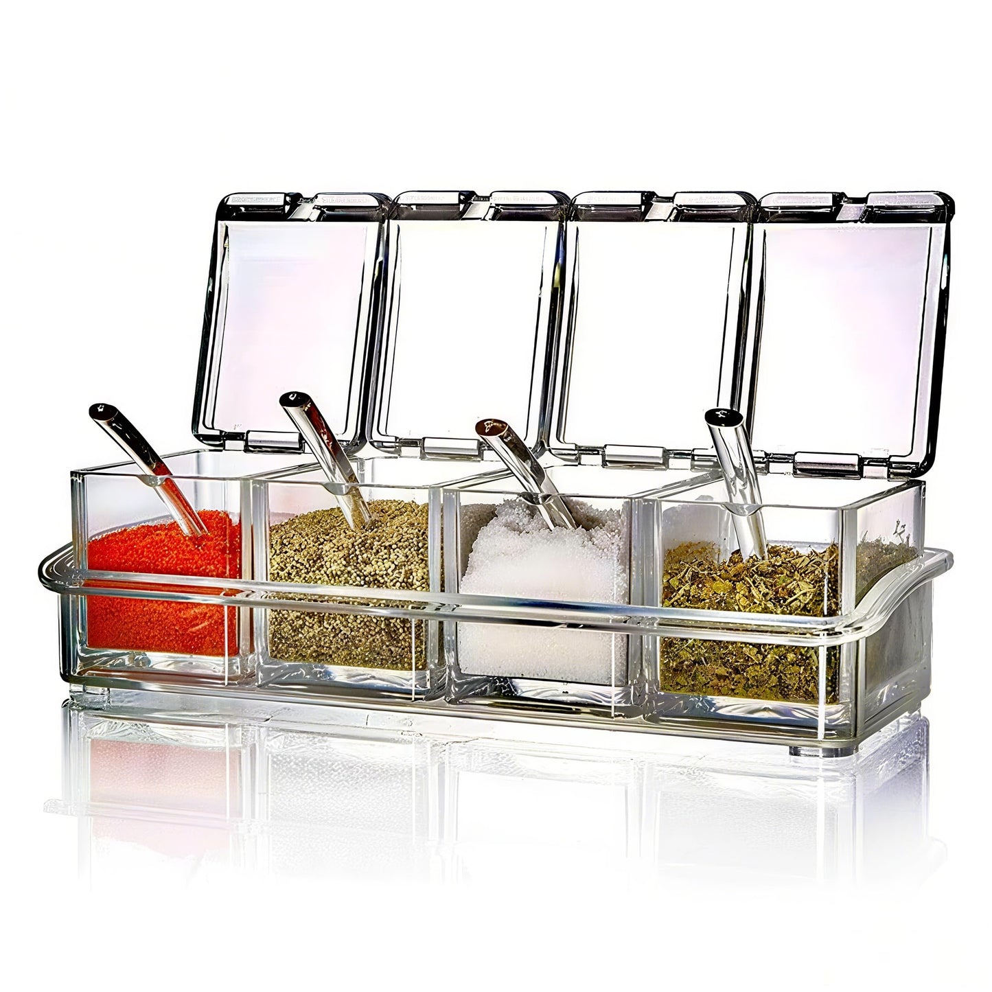 EOREA 4 Pack 5.75oz Plastic Clear Condiment Containers with Lids and Spoons