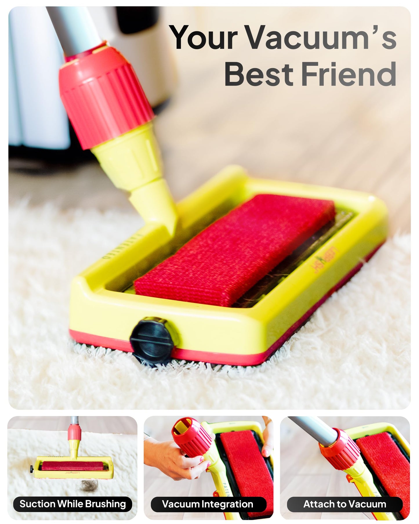 LeBRUSH 2.0 Pet Hair Broom for Carpet for Short & Long Cat, Dog Fur | Remover for Carpet & Couch, Pet Hair Rake, Dog Fur Remover