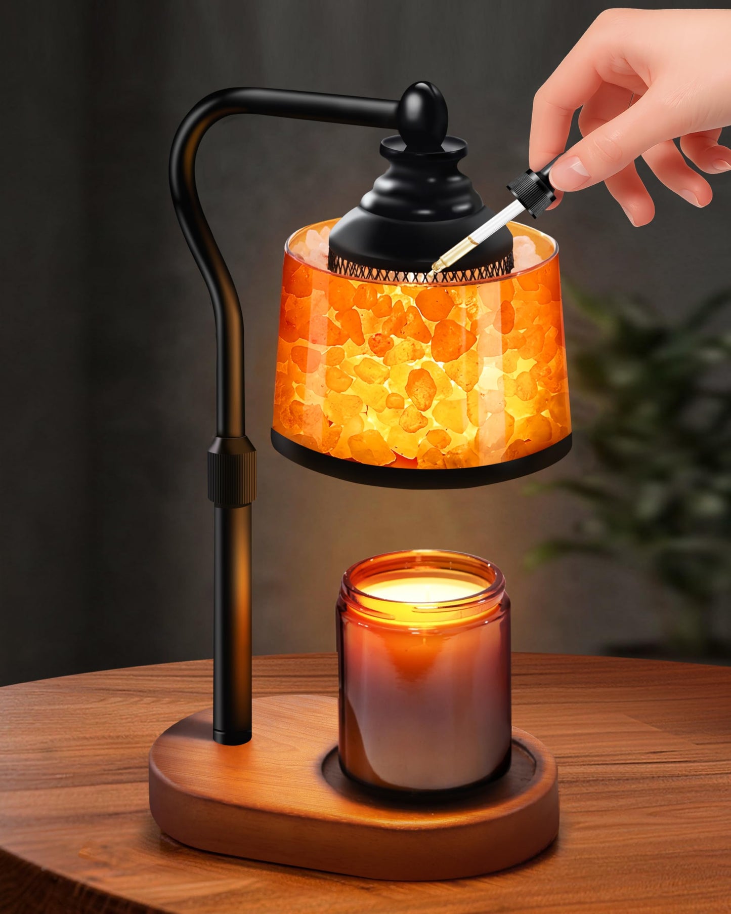 CaHomet 3-in-1 Candle Warmer Lamp with Timer Dimmable, Himalayan Salt Lamp & Passive Diffuser, Gifts for Women, House Warming Gifts, Wax Melt Warmer for Jar Candles (2 Bulbs)
