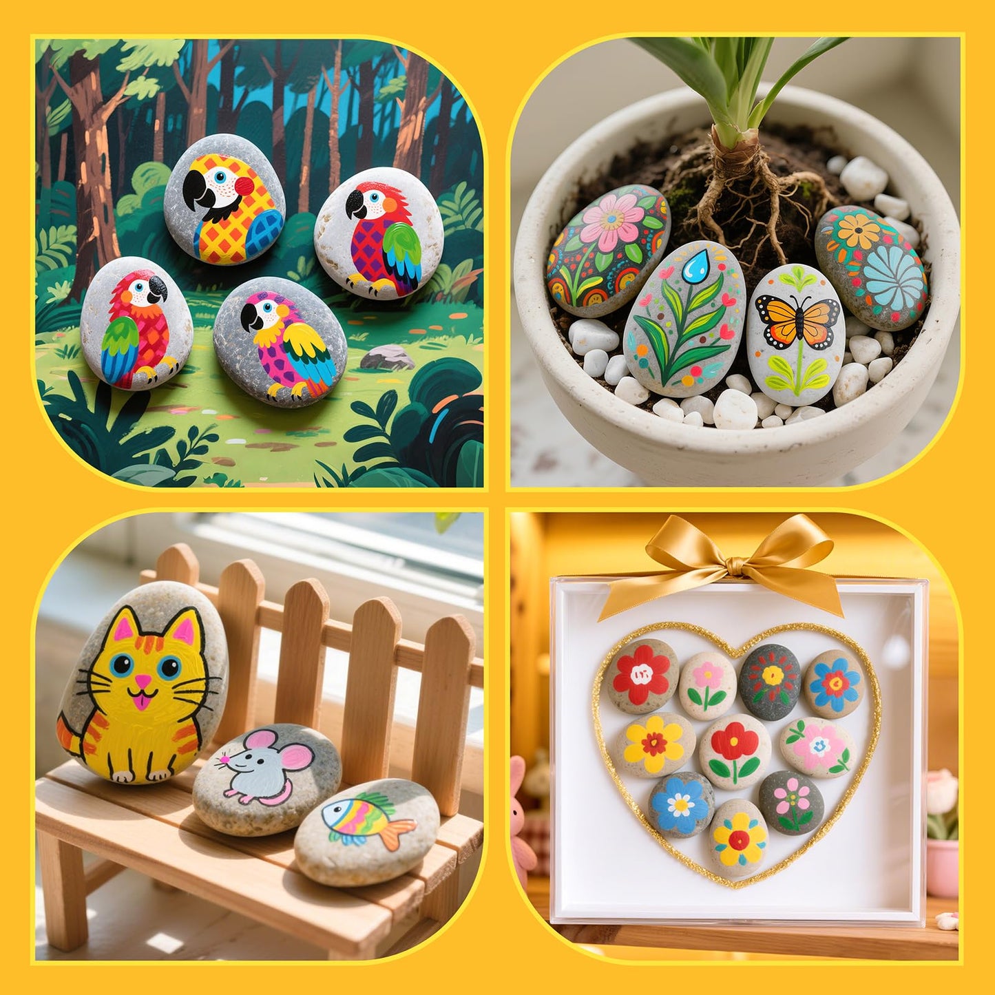 Simetufy 15Pcs Rocks for Painting, Large 3-4 Inch Natural River Stones, Smooth Paintable Flat Rock for Adults, Children, Kindness Rocks Garden Decoration for DIY, Art & Crafts