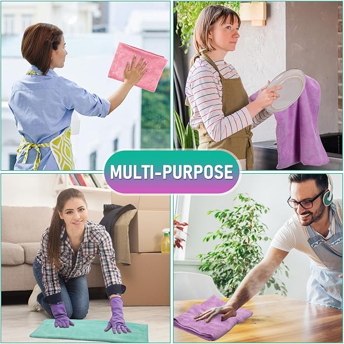 Newwiee 6 Pcs Extra Large Microfiber Cleaning Cloth 30" x 20" Washable Reusable
