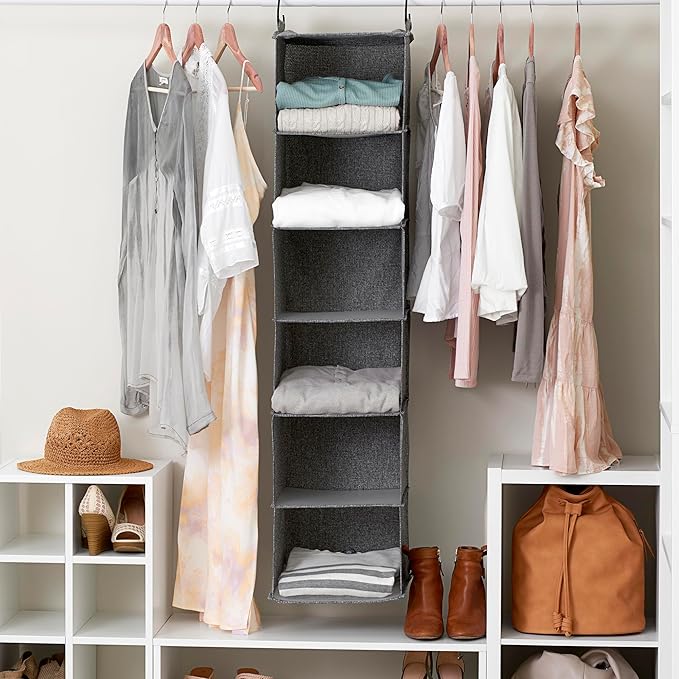 Household Essentials 6 Shelf Hanging Closet Organizer, Hanging Closet Shelf