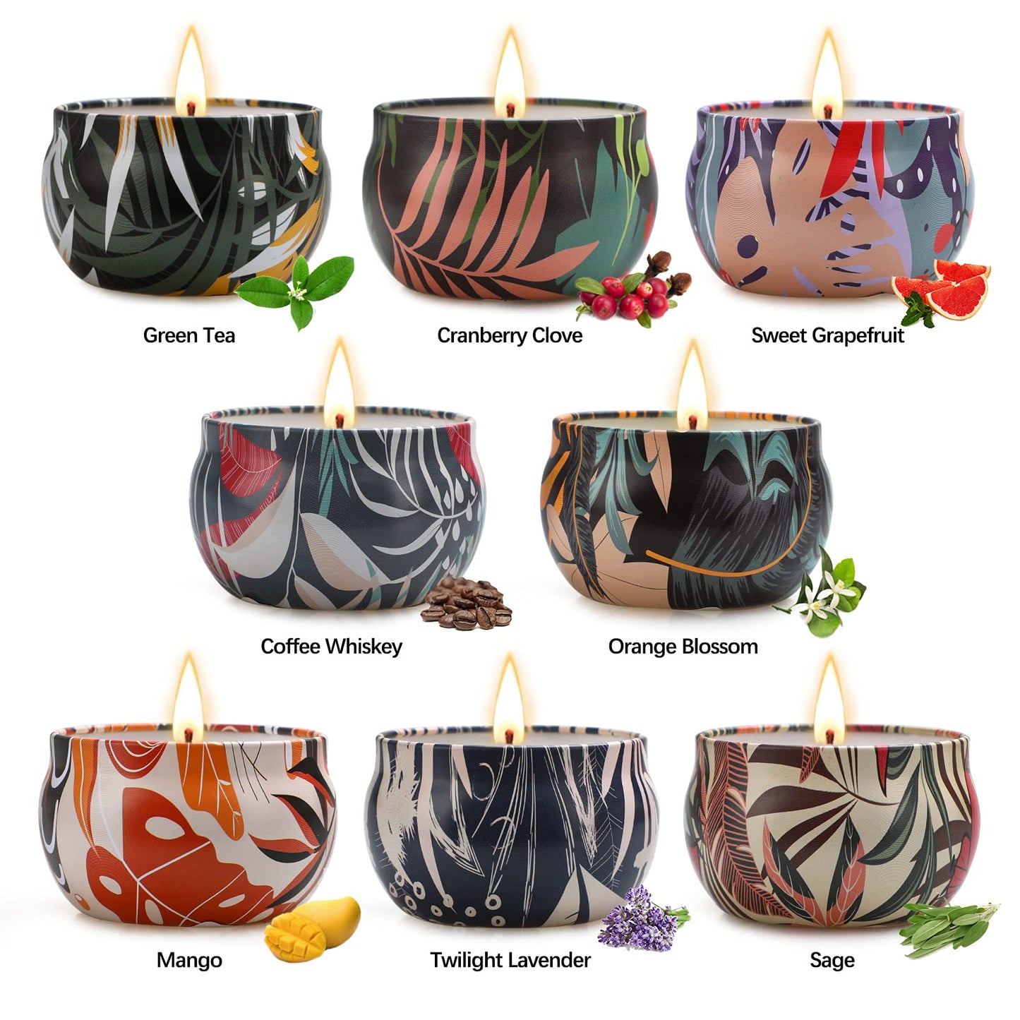 Scented Candles Gifts for Women, Aromatherapy Candles, Love Scented Candles Gift Set, Portable Travel Tin Candle, 8 Pack, Natural Soy Wax, Gift on Anniversary, Christmas, Birthday Mother's Day