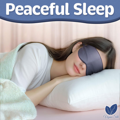 Sleep Mask - Navy Gray, 100% Bamboo Viscose - Eye Mask - Blackout Blindfold for Women & Men - Reusable Eye Cover for Travel - Comfortable, Lightweight & Contoured Sleeping Shades