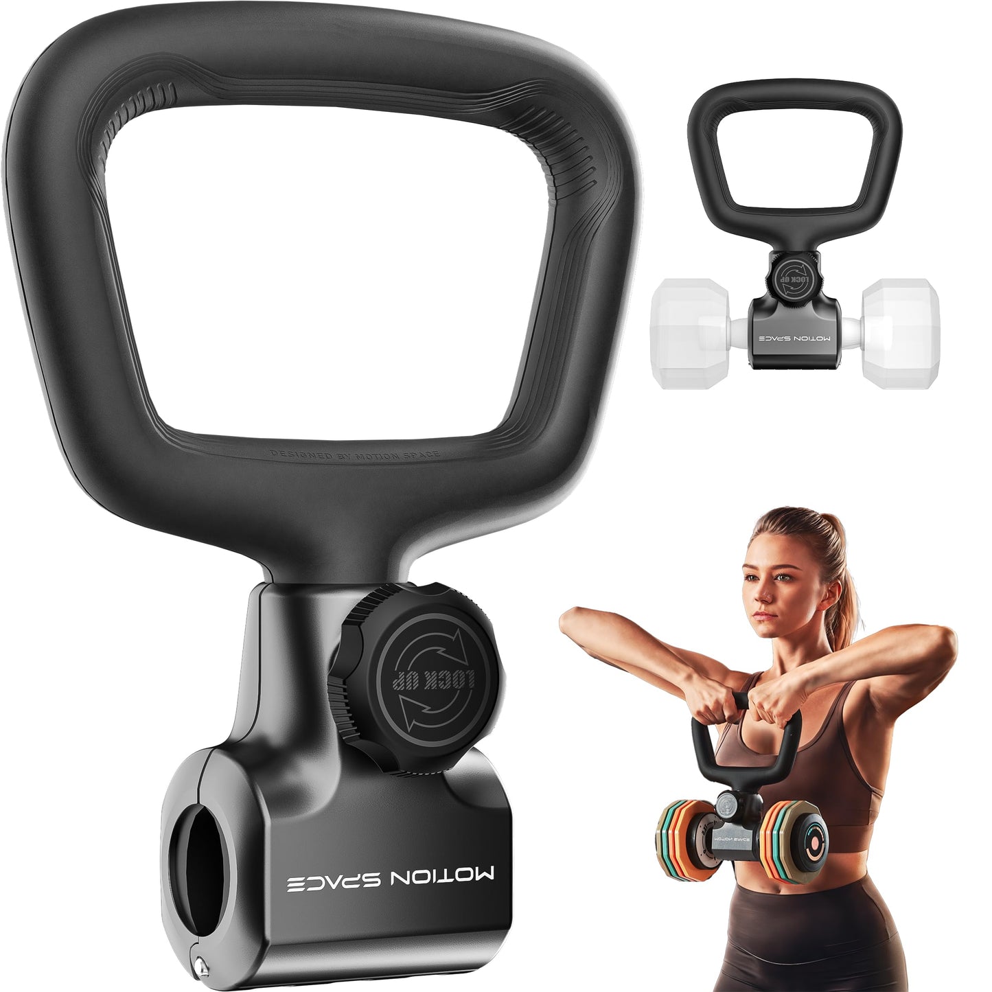 Motion Space Flexible Dumbbell Converter - Convert Dumbbells to Kettlebells 丨130 lb Weight Capacity, Adjustable & Enhanced Compatibility for Wide Range of Dumbbells, for Home Fitness