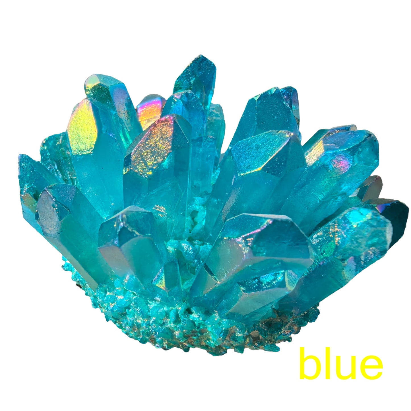 Crystal Cluster Electroplate Natural Quartz Mineral Specimen for Home Decor,Reiki Healing, February Birthstone Gift (blue)