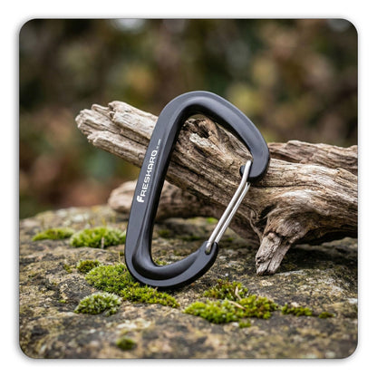 FresKaro Wiregate Carabiner Clip, 12kN(2698lbs), Suit for Backpacking Gear or as a Hiking Accessories - 4pack of Black D Ring Wire Gate Carabiners