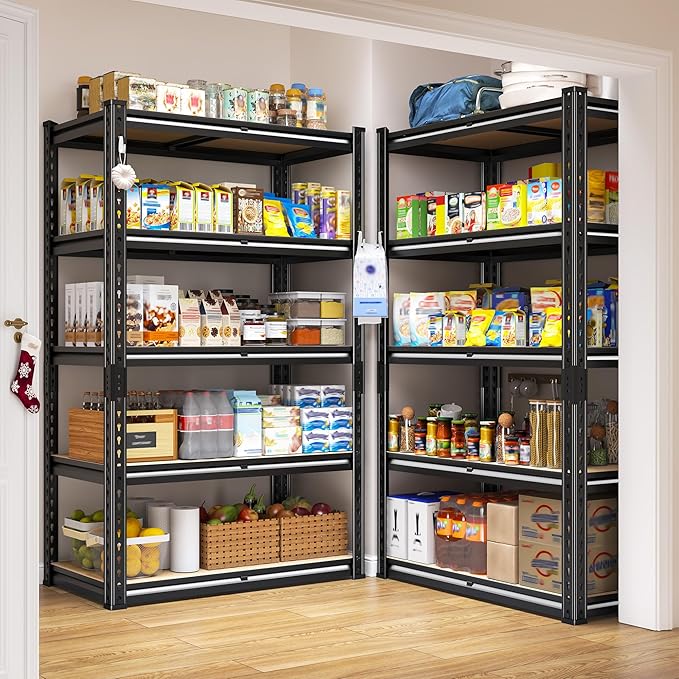 5 Tier Garage Shelving 2020LBS Storage Shelves,Adjustable Heavy Duty Metal Shelving Unit Utility Rack for Garage,Kitchen Pantry Shelf for Warehouse,Closet,Commercial,28" W x 12" D x 59.8" H,Black