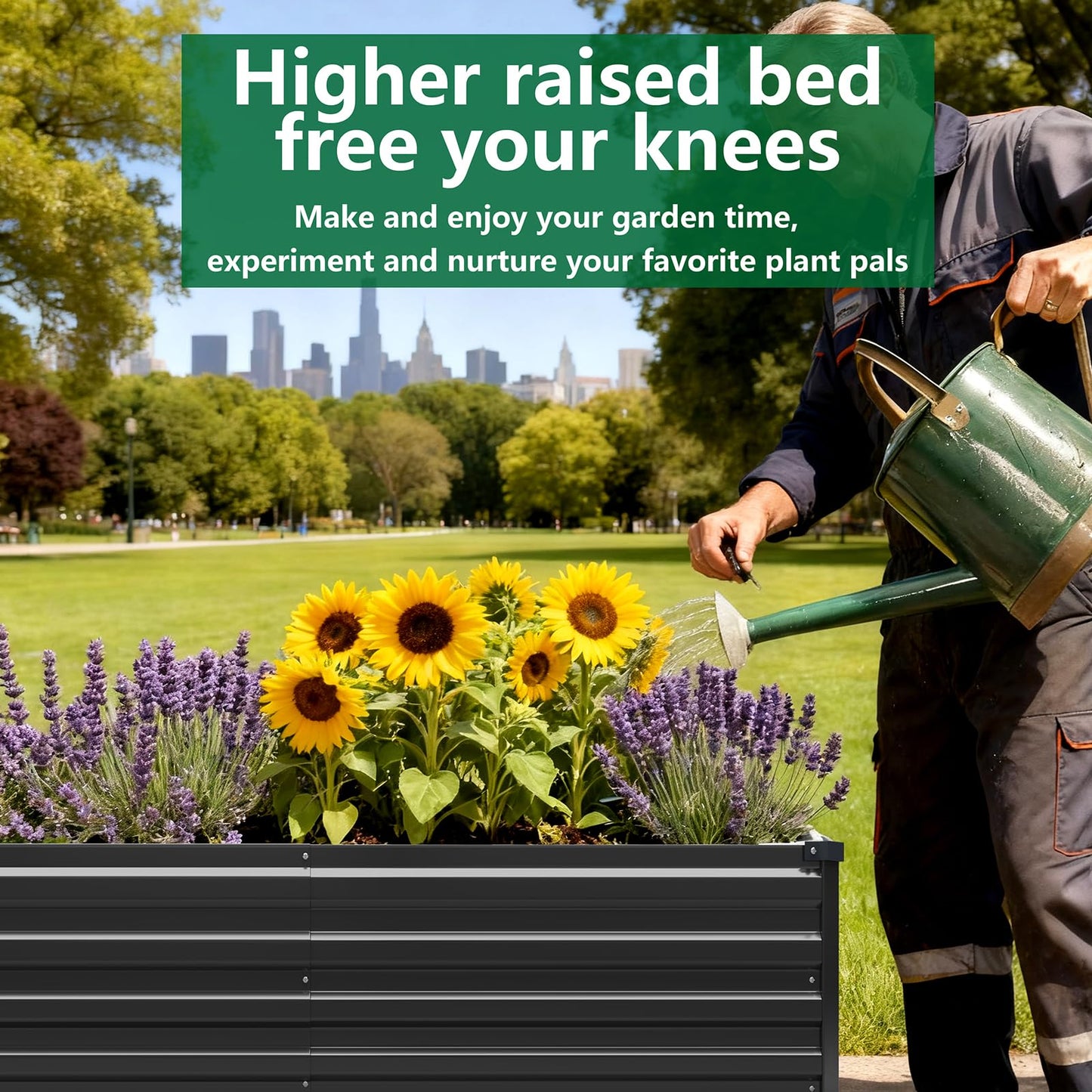 Meberam 2 Pack 6x3x1FT Galvanized Raised Garden Beds Kit Outdoor Metal Gardening Planter Box for Vegetable Elevated Flower Herbs,Black