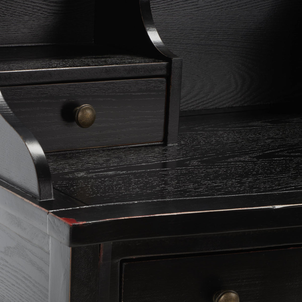 SAFAVIEH Furniture - Landon 5-Drawer Writing Desk - Black - Solid Wood - Classic Hutch Design - Ideal for Home Office, Living Room, Den, 36.2"W x 19.1"D x 40.5"H (AMH6516B)
