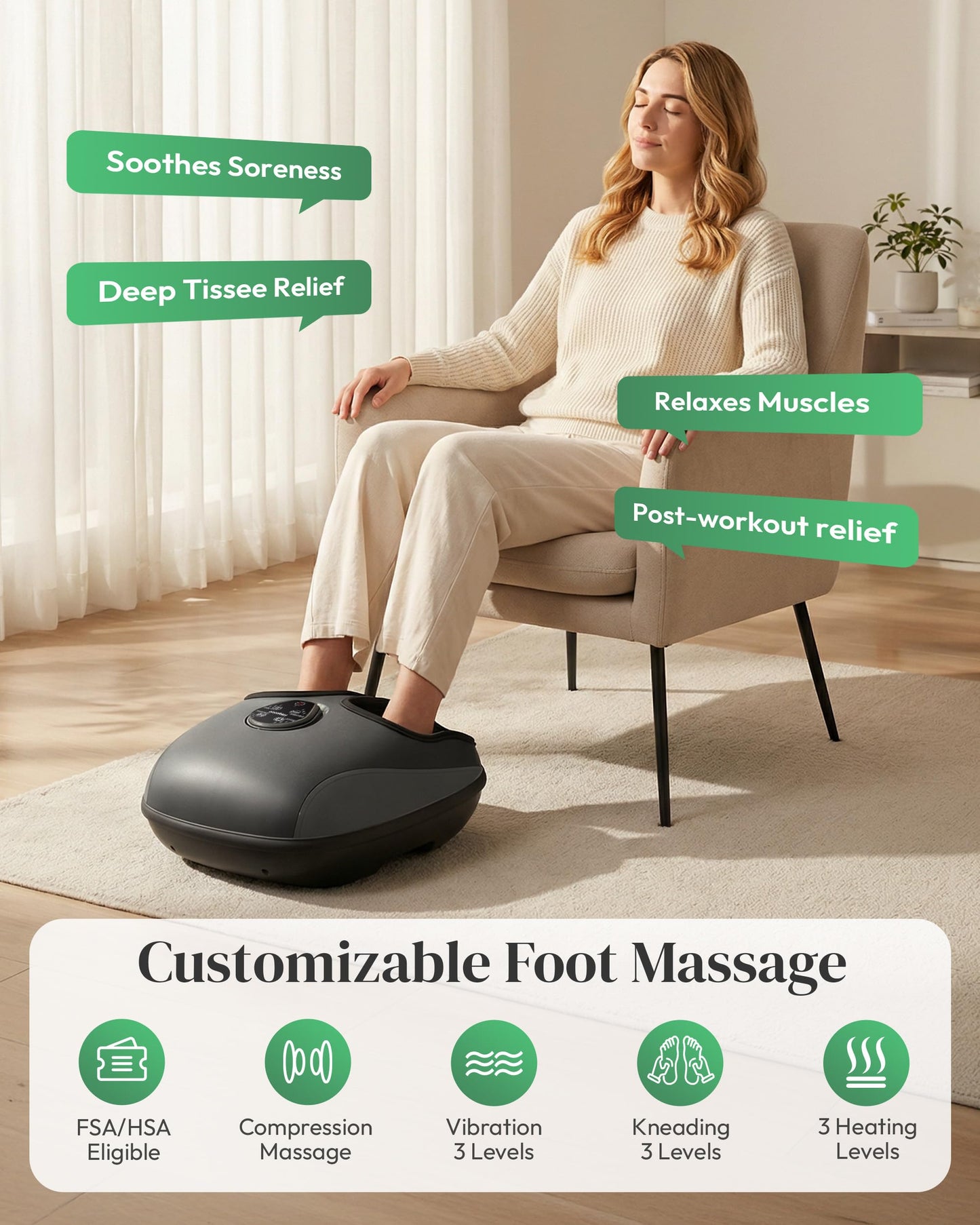 Heycool Fathers Day Dad Gifts, 2026 Upgraded Shiatsu Foot Massager FSA Eligible HSA, Remote Control, Foot Massager with Heat, Compression & Vibration Massage for Plantar Fasciitis, Neuropathy