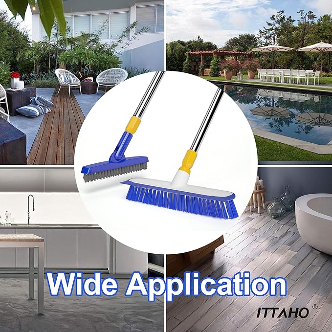 ITTAHO 12" Wide Floor Scrub and Grout Brush Set