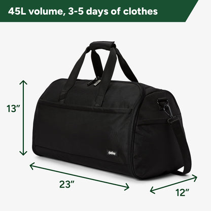 Halfday Convertible 2-in-1 Premium Garment Duffel Weekender Bag 45L: Wrinkle-Free Travel (Hanging Suit Compartment, Shoe Pockets, Trolley Sleeve), Balistic Nylon Carry-on, Jet